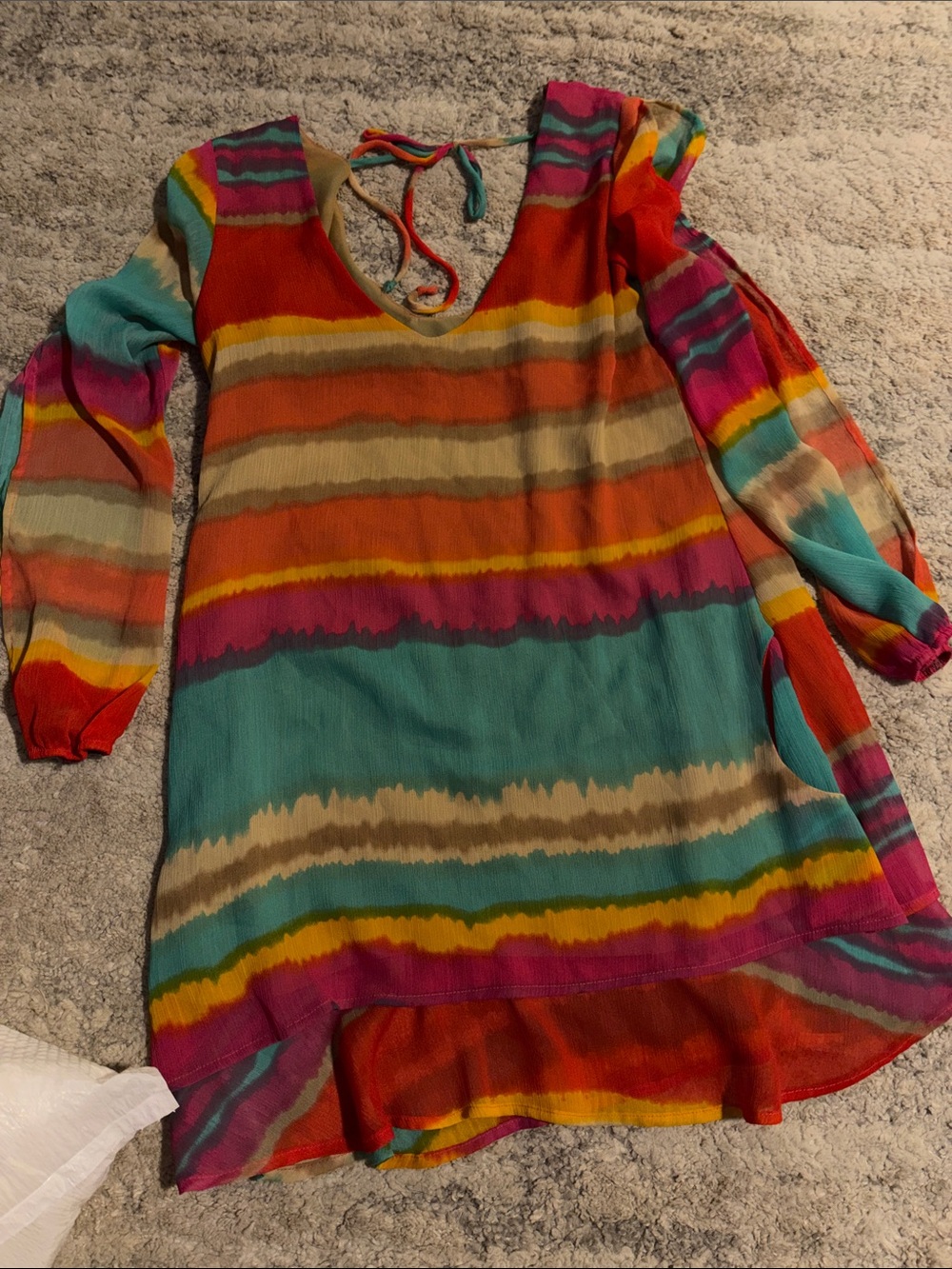 OFFERS! Small Lucy Love Acapulco Multicolor Striped Dress V-Neck Lucy Love dress